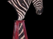 Zebra pedestal mount on pyramid base with fur tan inserts