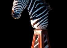 Zebra pedestal mount on pyramid base with zebra skin inserts